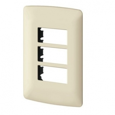 Placa Aksi  de Plástico 3 Ventanas Marfil