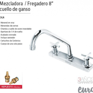 Mezcladora Para Fregadero Euro Maneral Estrella 8"